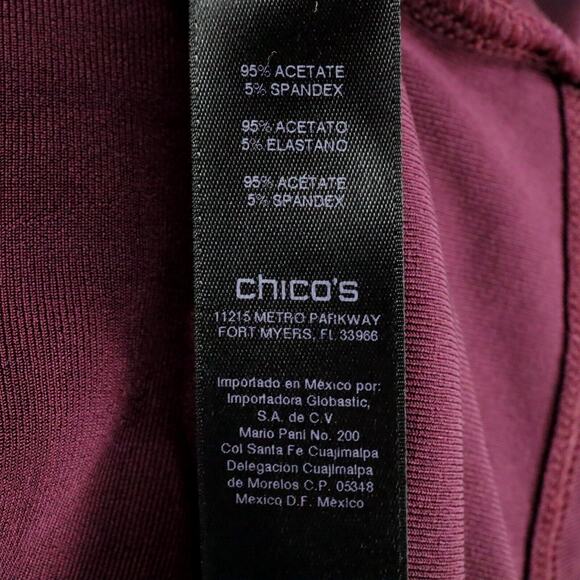 Chicos Traveler Top 3 Womens XL Plum Purple Slinky Stretch Knit Pullover Blouse - Picture 10 of 13